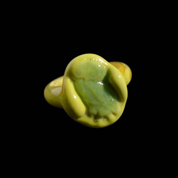 bague en vidrio soplado de Murano chouette verte