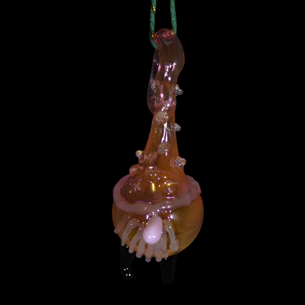 ornement en verre - gnome rose